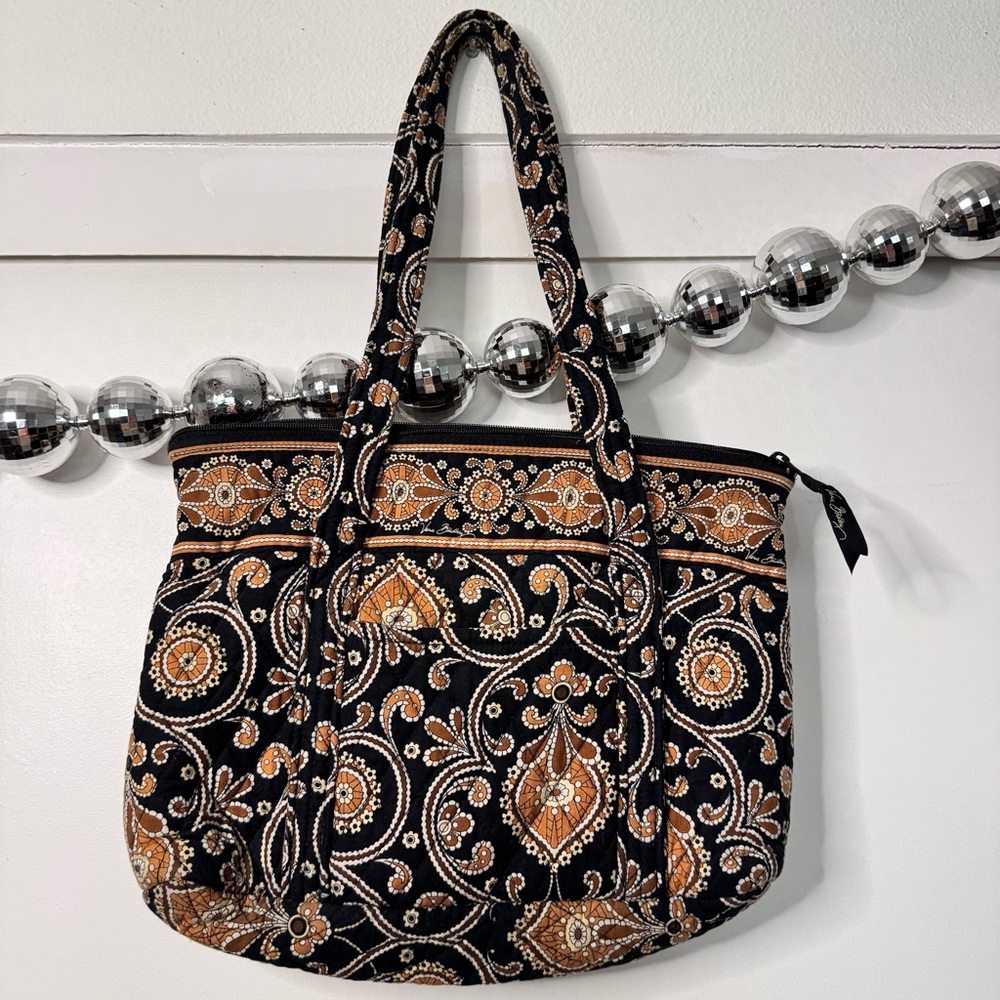 Vera Bradley quilted shoulder bag Caffe Latte Paisley pattern